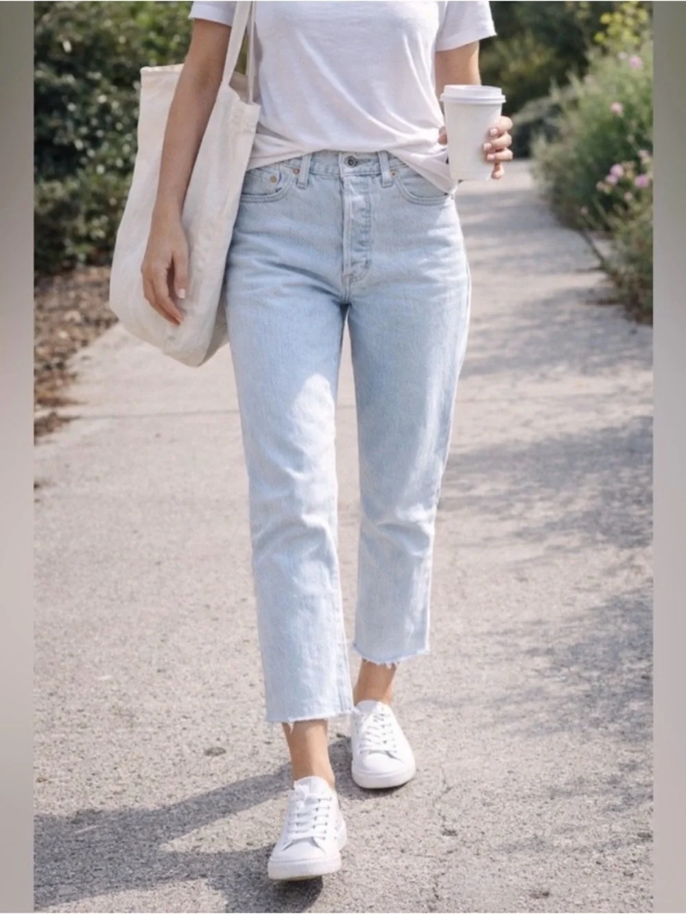 501 Levi's Light Blue High-Rise Straight Jeans Sz W25 - Picture 2 of 15